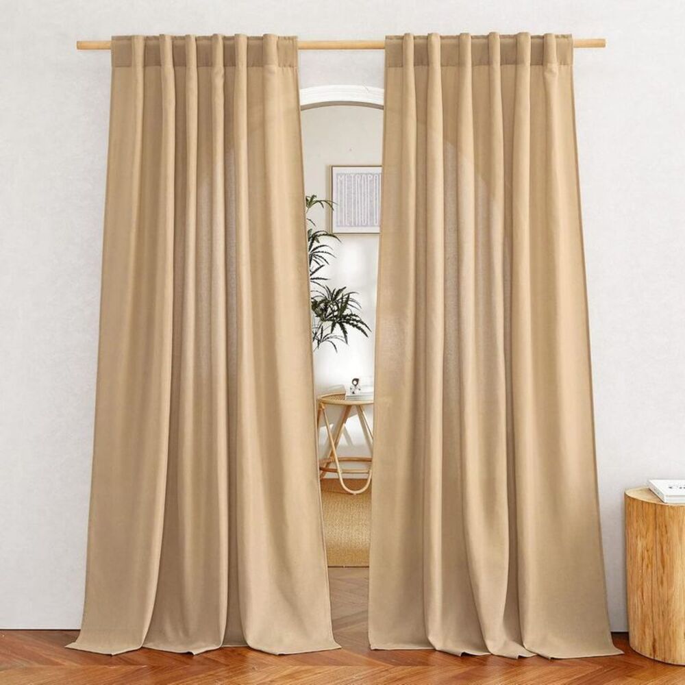 NICETOWN -  55x84 Burlap Linen Blend Curtains for Liv Linen